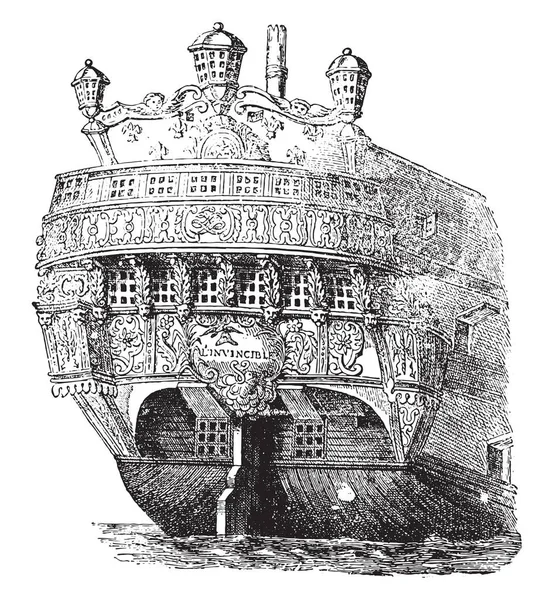 Poppa Una Nave Guerra Illustrazione Incisa Epoca Enciclopedia Industriale Lami — Vettoriale Stock