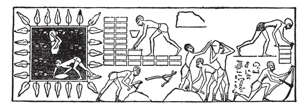 Этом Изображении Египетский Плен Принудительный Труд Евреев Качестве Каменщиков Рисунок — стоковый вектор