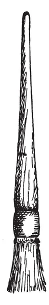 Кисть Длинная Кисть Рисунок Винтажной Линии Гравировка — стоковый вектор