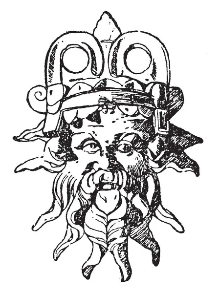 Sylen Maski Był Używany Jako Uchwyt Etrusków Statku Vintage Rysowania — Wektor stockowy
