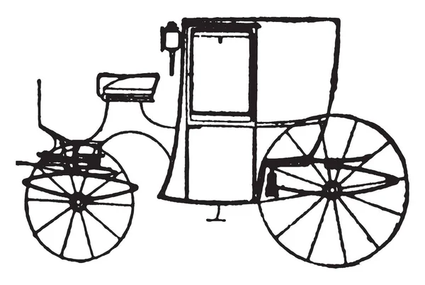 马车是一个轻四轮马车建于第十九世纪 复古线条画或雕刻插图 — 图库矢量图片