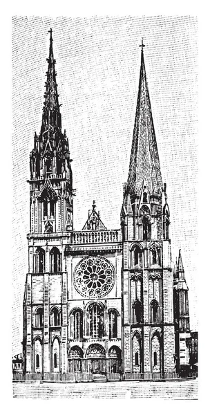 Cathédrale Chartres Cathédrale Gothique Catholique Architecture Gothique Française Parfaitement Préservée — Image vectorielle