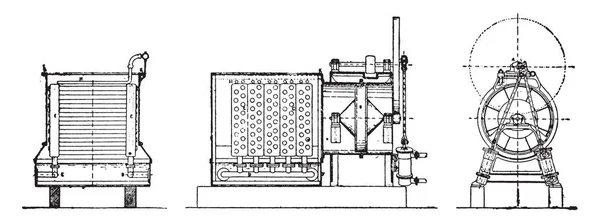 Condenser Humid Air Vintage Engraved Illustration Industrial Encyclopedia Lami 1875 — Stock Vector