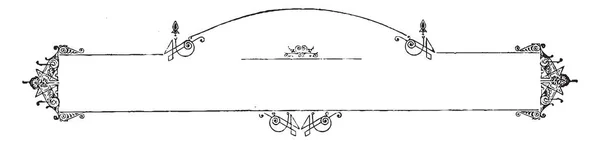 Curved Banner Have Single Line Border Vintage Line Drawing Engraving — Stock Vector