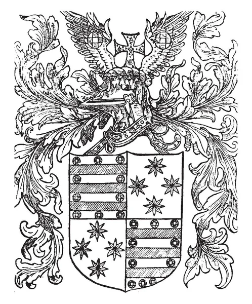 Wappen Von Oviedo Fernandez Oviedo Valdes Vintage Linienzeichnung Oder Gravurillustration — Stockvektor