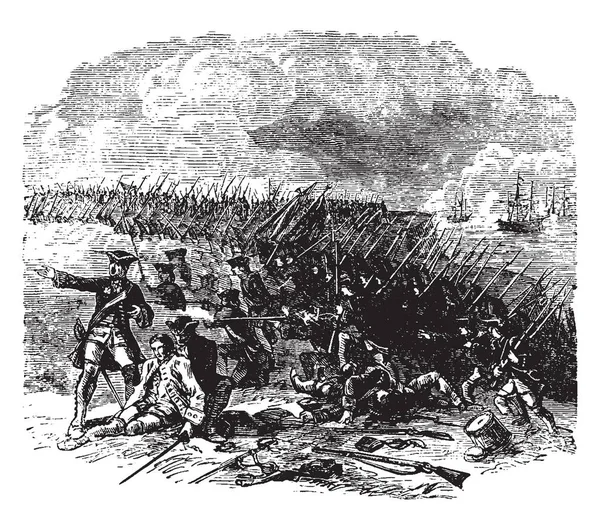 Битва Абрахам Хайтс Война Между Францией Индией Рисование Винтажных Линий — стоковый вектор