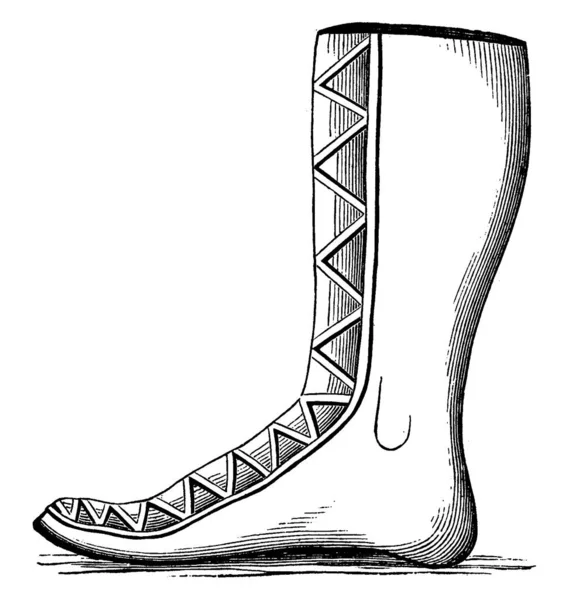 Assyrian Boot Gaiter Vintage Engraved Illustration Industrial Encyclopedia Lami 1875 — Stock Vector