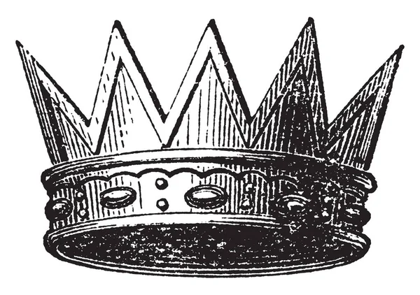 Coroa Oriental Também Chamado Radiated Desenho Linha Vintage Gravura Ilustração — Vetor de Stock