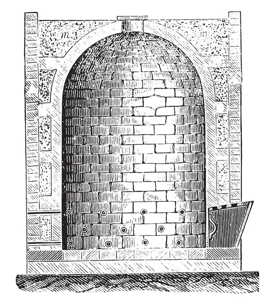 炉オーベルンドルフのヴィンテージには 図が刻まれています 産業百科事典 1875 — ストックベクタ
