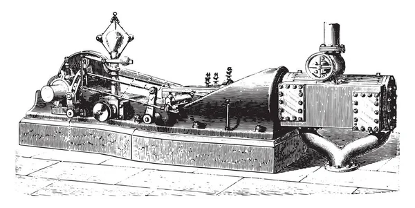 外観横型機 型アレン ポーターのヴィンテージには 図が刻まれています 産業百科事典 1875 — ストックベクタ