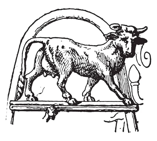 Trípode Heifer Pourtales Ilustración Grabada Vintage — Vector de stock