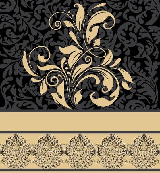 Vintage Invitation Card Ornate Elegant Retro Abstract Floral Design Pale — Stock Vector