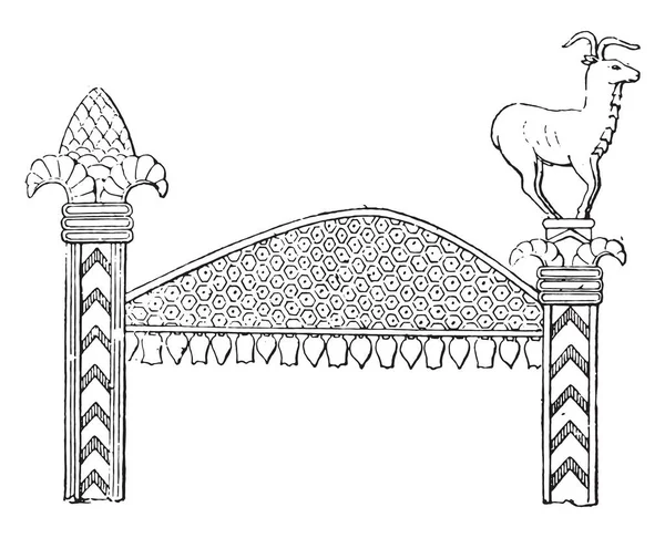Ассирийский Орнамент Винтажная Гравировка — стоковый вектор