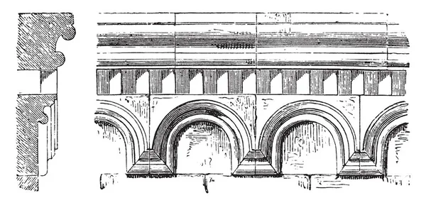 Cornisa Arqueada Una Fila Arcos Aplicados Pared Parte Superior Orden — Archivo Imágenes Vectoriales