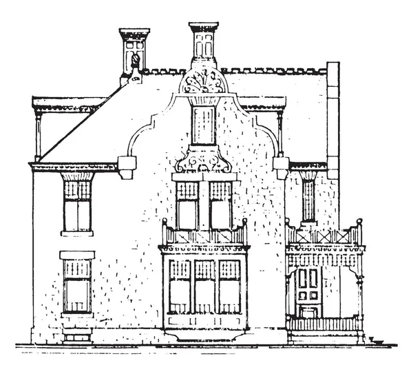 Esta Una Vista Lateral Casa Piedra Ocho Ventanas Están Disponibles — Archivo Imágenes Vectoriales