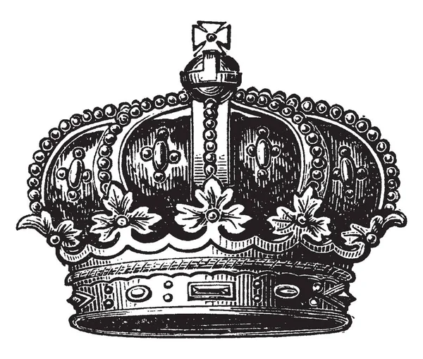 Coronet Laat Prins Gemaal Kroon Vintage Lijntekening Gravure Illustratie — Stockvector