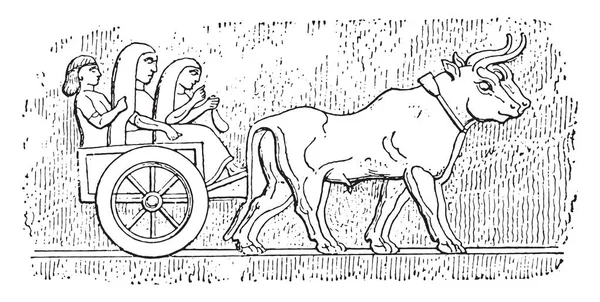 Assyrian cart, vintage engraved illustration