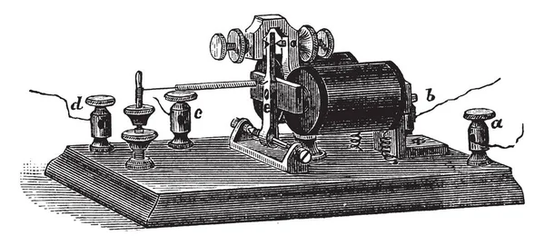 Diese Abbildung Stellt Telegraphenrelais Dar Viele Instrumente Schaltung Vintage Linienzeichnung — Stockvektor