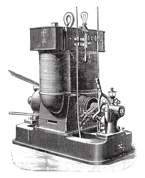 Edison Machine Lampes Illustration Gravée Vintage Encyclopédie Industrielle Lami 1875 — Image vectorielle