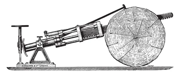 Crosscut Testere Vintage Illüstrasyon Kazınmış Endüstriyel Ansiklopedi Lami 1875 — Stok Vektör