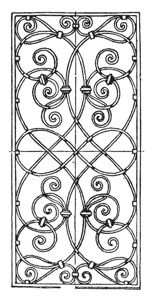 Grill Ferro Battuto Pannello Oblungo Disegno Del Xvii Secolo Trovato — Vettoriale Stock