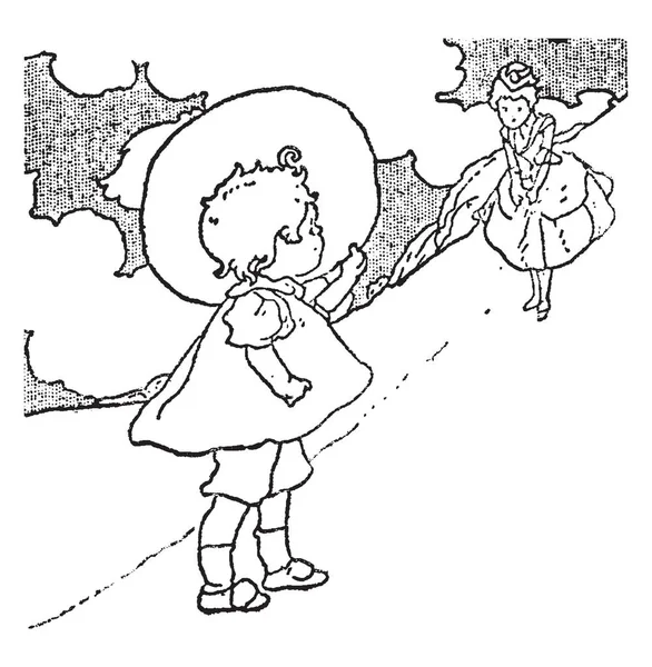 Little Miss Αυτή Εικόνα Δείχνει Δύο Παιδιά Στο Λόφο Εκλεκτής — Διανυσματικό Αρχείο