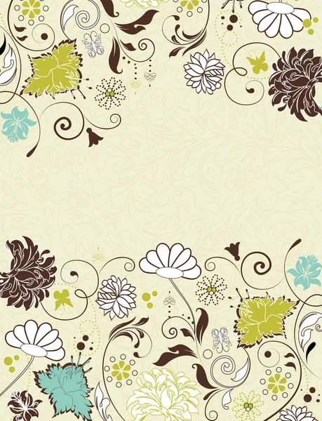 Tarjeta Invitación Vintage Con Elegante Diseño Floral Retro Abstracto Adornado — Vector de stock