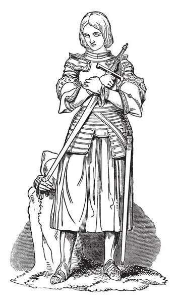 Gambar Ini Menunjukkan Gambar Jeanne Arc Gambar Garis Vintage Atau Grafik Vektor