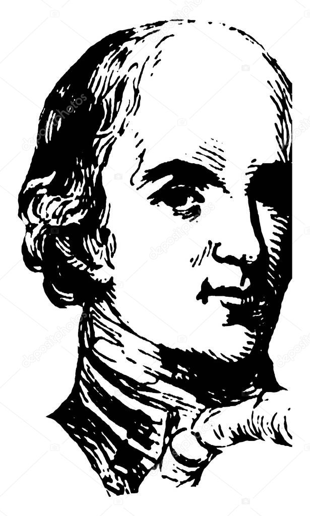 Thomas Hayward, Jr, 1746-1809, he was a signer of the United States declaration of Independence representing South Carolina, vintage line drawing or engraving illustration