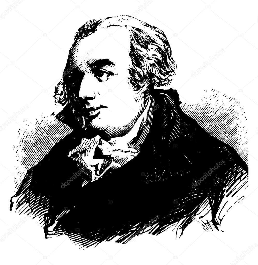 Gouverneur Morris, 1752-1816, he was an American statesman and founding father of the United States, vintage line drawing or engraving illustration