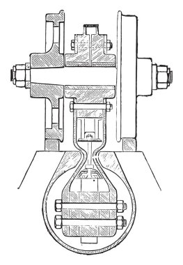 Parça ve tüp Asansör stadinda kesiti, vintage illüstrasyon kazınmış. Endüstriyel ansiklopedi E.-O. Lami - 1875