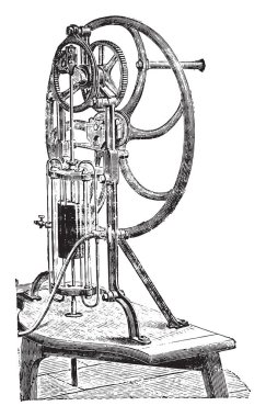 Bay Deleuil pnömatik makine, vintage illüstrasyon kazınmış. Endüstriyel ansiklopedi E.-O. Lami - 1875