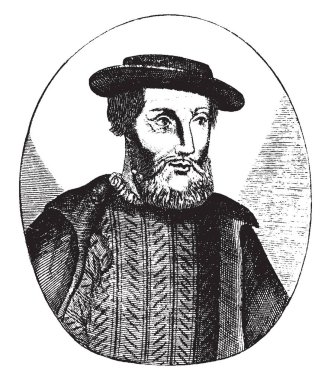 Hernan Cortes, 1485-1547, o kim İspanya için Meksika fethetti İspanyol konkistador, o da yeni İspanya, vintage çizgi çizme veya oyma illüstrasyon birinci ve üçüncü Valisi oldu