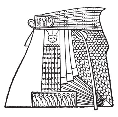 Mısır önlük, vintage illustratio kazınmış.