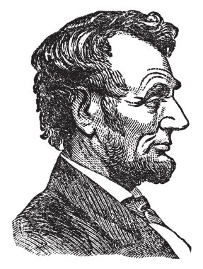 Abraham Lincoln, 1809-1865, o bir devlet adamı, avukat ve 1865 1861 kimden Amerika Birleşik Devletleri, vintage çizgi çizme veya oyma illüstrasyon on altıncı başkanı oldu
