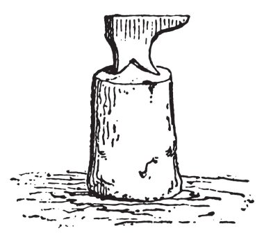 Örs demirci, vintage illüstrasyon kazınmış.