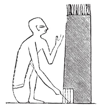 Cam üfleme cam maker kap, vintage çizgi çizme veya oyma illüstrasyon esen bir cam yapma bir adamın bir heykel..