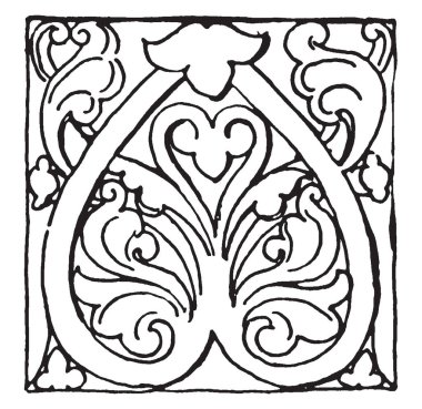 Dokuzuncu yüzyıla, vintage çizgi çizme veya oyma illüstrasyon Aachen dan bronz süs olduğunu.