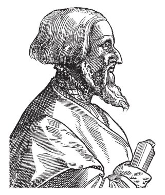 Simon Grynaeus bilgin ve teolog reformasyon, vintage çizgi çizme veya oyma illüstrasyon.