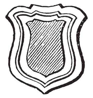 Tressure genellikle inescutcheon kenarlık oluşturur, vintage hat çizim veya gravür illüstrasyon vardır.