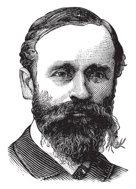 George W. Cable, 1844-1925, o Amerikalı bir yazar, ünlü için onun portrayals onun yerli New Orleans, Louisiana, vintage çizgi çizme veya oyma illüstrasyon Creole hayatın gerçekliğini yapıldı.