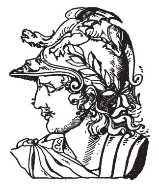 Bu sık sık bir tasarımdır Mars baş resmini madalyonlar, vintage çizgi çizme veya oyma illüstrasyon oluştu.