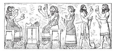 Asur bir tost vintage illüstrasyon kazınmış.