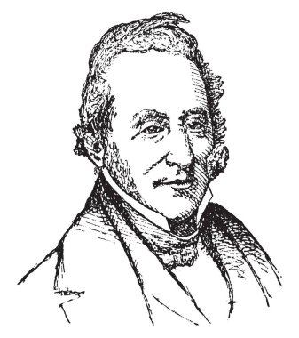 Thomas H. Benton, 1782-1858, o ABD Senatörü Missouri, bir mimar ve Demokrat Parti, vintage çizgi çizme veya oyma illüstrasyon üyesi oldu