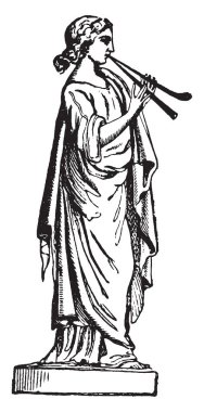 Euterpe bu resimde bir flüt ile gösterilir. Euterpe müzik, şarkı ve dans, klasik çizgi çizme veya oyma illüstrasyon Yunan tanrıçaları bilinir.