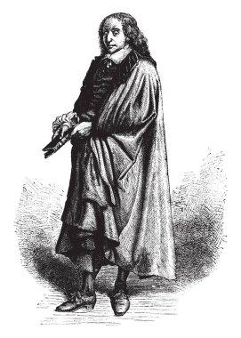 Blaise, 1623-1662, o bir Fransız matematikçi, Katolik Teolog, fizikçi, yazar ve mucit, vintage çizgi çizme veya oyma illüstrasyon yapıldı.