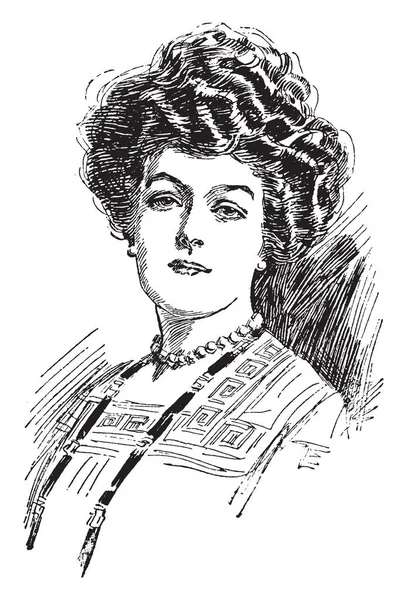Portrét Tváře Ženy Tomto Obrázek Vintage Kreslení Čar Nebo Gravírování — Stockový vektor