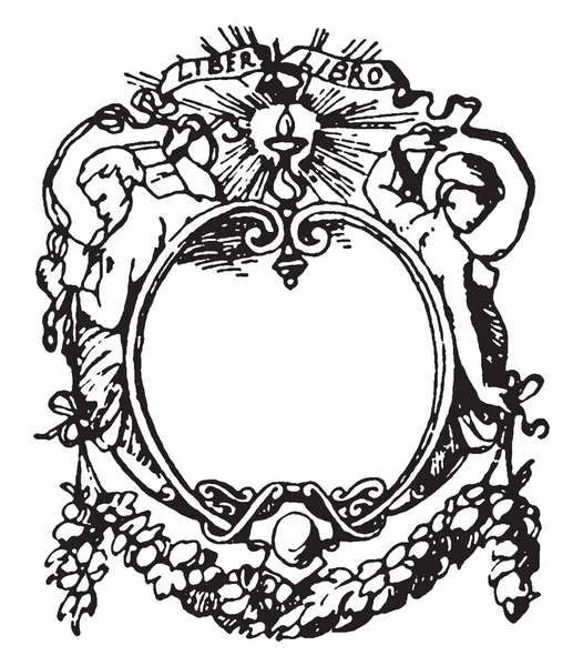 Printer Mark Typographical Frame Designed Paris 19Th Century Vintage Line — стоковый вектор