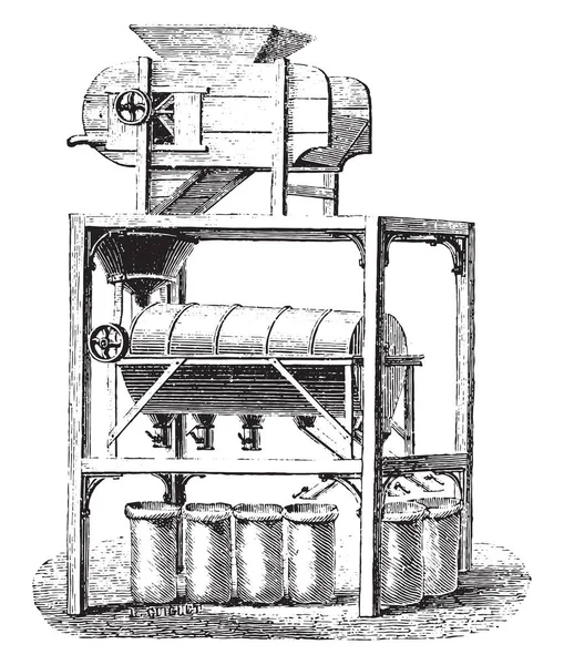 송풍기 Screener가 분배기 빈티지 새겨진 1875 — 스톡 벡터