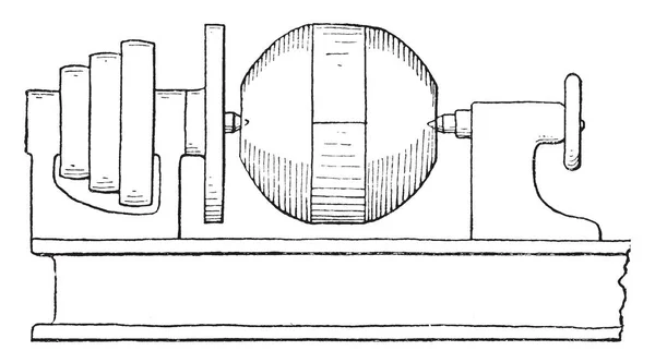 この図は 遠心知事ボール回転旋盤 ビンテージの線描画やイラストを彫刻を作成する方法を表します — ストックベクタ